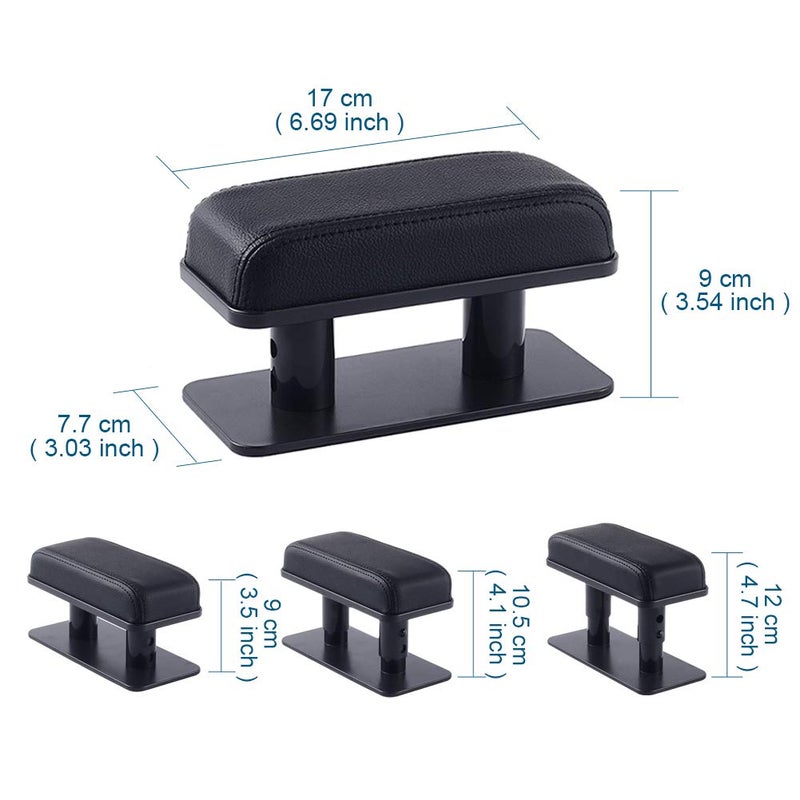 ATMOMO Adjustable Height Car Armrest Left Elbow Support Pad Anti-Fatigue Car Door Armrest Rest Pad (Black) - Image 2